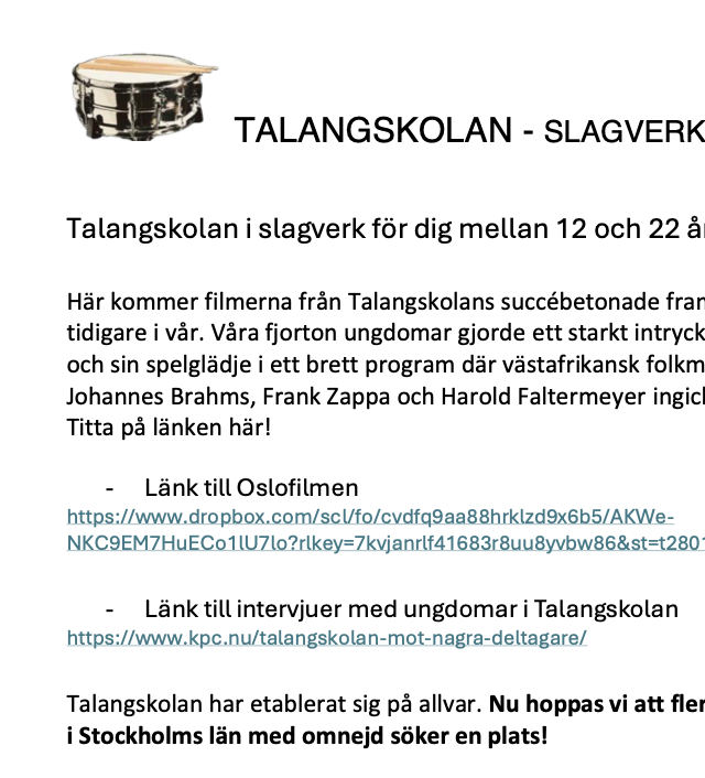 PDF med mer information om Talangskolan.